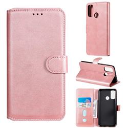 Retro Calf Matte Leather Wallet Phone Case for Huawei P Smart (2020) - Pink