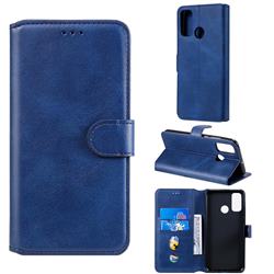 Retro Calf Matte Leather Wallet Phone Case for Huawei P Smart (2020) - Blue