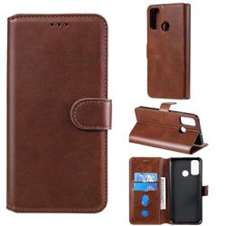 Retro Calf Matte Leather Wallet Phone Case for Huawei P Smart (2020) - Brown