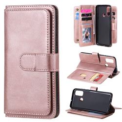 Multi-function Ten Card Slots and Photo Frame PU Leather Wallet Phone Case Cover for Huawei P Smart (2020) - Rose Gold