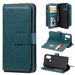 Multi-function Ten Card Slots and Photo Frame PU Leather Wallet Phone Case Cover for Huawei P Smart (2020) - Dark Green
