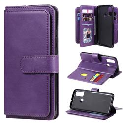 Multi-function Ten Card Slots and Photo Frame PU Leather Wallet Phone Case Cover for Huawei P Smart (2020) - Violet
