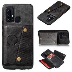 Retro Multifunction Card Slots Stand Leather Coated Phone Back Cover for Huawei P Smart (2020) - Black