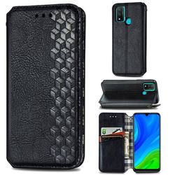Ultra Slim Fashion Business Card Magnetic Automatic Suction Leather Flip Cover for Huawei P Smart (2020) - Black