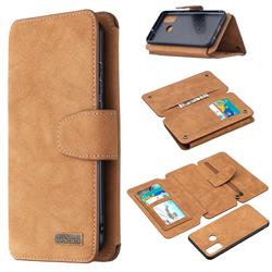 Binfen Color BF07 Frosted Zipper Bag Multifunction Leather Phone Wallet for Huawei P Smart (2020) - Brown