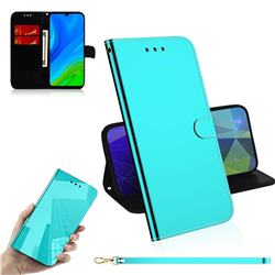 Shining Mirror Like Surface Leather Wallet Case for Huawei P Smart (2020) - Mint Green
