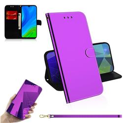 Shining Mirror Like Surface Leather Wallet Case for Huawei P Smart (2020) - Purple
