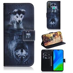 Wolf and Dog PU Leather Wallet Case for Huawei P Smart (2020)