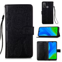 Embossing Dream Catcher Mandala Flower Leather Wallet Case for Huawei P Smart (2020) - Black