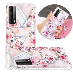 Rose Flower Painted Galvanized Electroplating Soft Phone Case Cover for Huawei P smart 2021 / Y7a