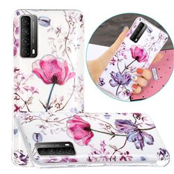 Magnolia Painted Galvanized Electroplating Soft Phone Case Cover for Huawei P smart 2021 / Y7a