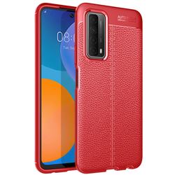 Luxury Auto Focus Litchi Texture Silicone TPU Back Cover for Huawei P smart 2021 / Y7a - Red