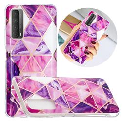 Purple Dream Triangle Painted Marble Electroplating Protective Case for Huawei P smart 2021 / Y7a