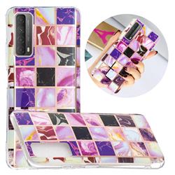 Square Puzzle Painted Marble Electroplating Protective Case for Huawei P smart 2021 / Y7a