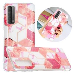 Cherry Glitter Painted Marble Electroplating Protective Case for Huawei P smart 2021 / Y7a
