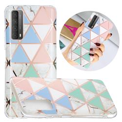 Fresh Triangle Painted Marble Electroplating Protective Case for Huawei P smart 2021 / Y7a