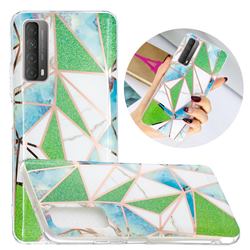 Green Triangle Painted Marble Electroplating Protective Case for Huawei P smart 2021 / Y7a
