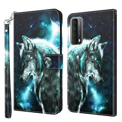 Snow Wolf 3D Painted Leather Wallet Case for Huawei P smart 2021 / Y7a
