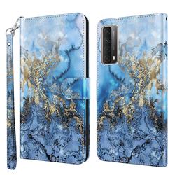 Milky Way Marble 3D Painted Leather Wallet Case for Huawei P smart 2021 / Y7a