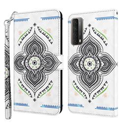 Mandala Totem 3D Painted Leather Wallet Case for Huawei P smart 2021 / Y7a