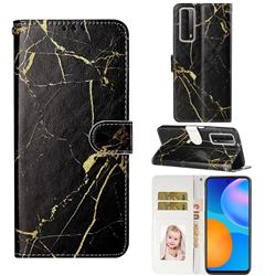 Black Gold Marble PU Leather Wallet Case for Huawei P smart 2021 / Y7a