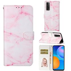 Pink Marble PU Leather Wallet Case for Huawei P smart 2021 / Y7a
