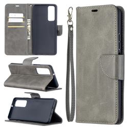 Classic Sheepskin PU Leather Phone Wallet Case for Huawei P smart 2021 / Y7a - Gray