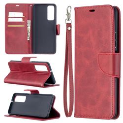 Classic Sheepskin PU Leather Phone Wallet Case for Huawei P smart 2021 / Y7a - Red