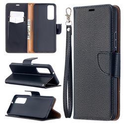 Classic Luxury Litchi Leather Phone Wallet Case for Huawei P smart 2021 / Y7a - Black