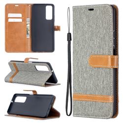 Jeans Cowboy Denim Leather Wallet Case for Huawei P smart 2021 / Y7a - Gray