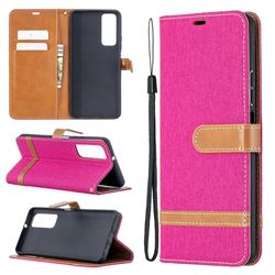 Jeans Cowboy Denim Leather Wallet Case for Huawei P smart 2021 / Y7a - Rose