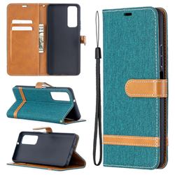 Jeans Cowboy Denim Leather Wallet Case for Huawei P smart 2021 / Y7a - Green