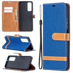 Jeans Cowboy Denim Leather Wallet Case for Huawei P smart 2021 / Y7a - Sapphire
