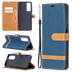 Jeans Cowboy Denim Leather Wallet Case for Huawei P smart 2021 / Y7a - Dark Blue