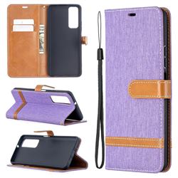 Jeans Cowboy Denim Leather Wallet Case for Huawei P smart 2021 / Y7a - Purple