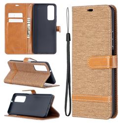 Jeans Cowboy Denim Leather Wallet Case for Huawei P smart 2021 / Y7a - Brown