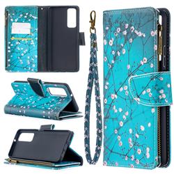 Blue Plum Binfen Color BF03 Retro Zipper Leather Wallet Phone Case for Huawei P smart 2021 / Y7a