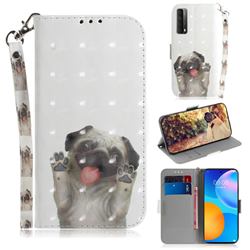 Pug Dog 3D Painted Leather Wallet Phone Case for Huawei P smart 2021 / Y7a