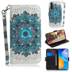 Peacock Mandala 3D Painted Leather Wallet Phone Case for Huawei P smart 2021 / Y7a
