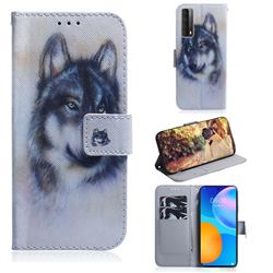 Snow Wolf PU Leather Wallet Case for Huawei P smart 2021 / Y7a