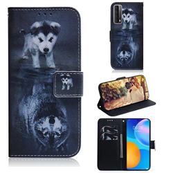Wolf and Dog PU Leather Wallet Case for Huawei P smart 2021 / Y7a