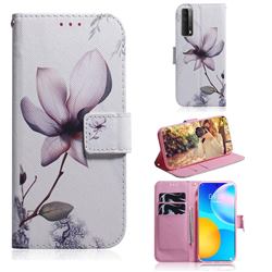 Magnolia Flower PU Leather Wallet Case for Huawei P smart 2021 / Y7a