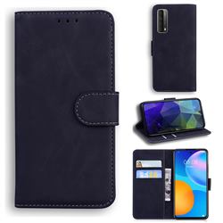Retro Classic Skin Feel Leather Wallet Phone Case for Huawei P smart 2021 / Y7a - Black