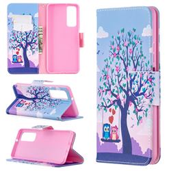 Tree and Owls Leather Wallet Case for Huawei P smart 2021 / Y7a