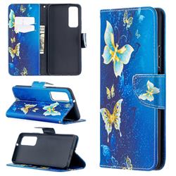 Golden Butterflies Leather Wallet Case for Huawei P smart 2021 / Y7a