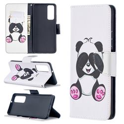 Lovely Panda Leather Wallet Case for Huawei P smart 2021 / Y7a