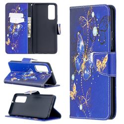 Purple Butterfly Leather Wallet Case for Huawei P smart 2021 / Y7a