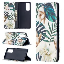 Flower Leaf Slim Magnetic Attraction Wallet Flip Cover for Huawei P smart 2021 / Y7a