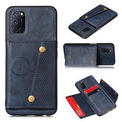 Retro Multifunction Card Slots Stand Leather Coated Phone Back Cover for Huawei P smart 2021 / Y7a - Blue