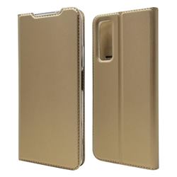 Ultra Slim Card Magnetic Automatic Suction Leather Wallet Case for Huawei P smart 2021 / Y7a - Champagne